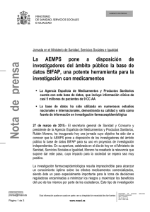 La AEMPS pone a disposición de investigadores del ámbito público