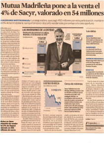 Mutua Madrileña pone a la venta el 4% de Sacyr, valorado en 54