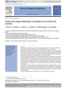 Factores de riesgo ambientales no dietéticos en el cáncer de próstata
