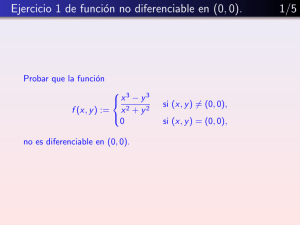 Ejercicio 1 de función no diferenciable en (0,0). 1/5