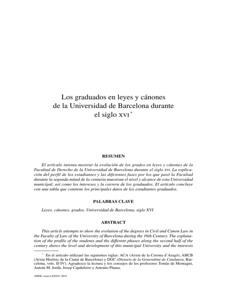 Los Graduados En Leyes Y Cánones De La Universidad De Barcelona 0698