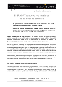 HISPASAT renueva los nombres de su flota de satélites