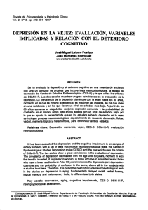 Depresi&oacute;n en la Vejez. Evaluaci&oacute;n, Variables Implicadas y