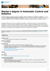 Master`s degree in Automatic Control and Robotics