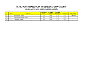 resultados finales de la xiii convocatoria cas 2016