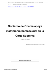 Gobierno de Obama apoya matrimonio homosexual en la Corte