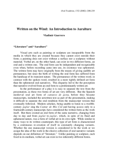 Written on the Wind: An Introduction to Auralture