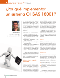 ¿Por qué implementar un sistema OHSAS 18001?.