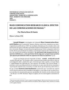 MASS COMUNICATION RESEARCH CLÁSICA: EFECTOS DE LAS