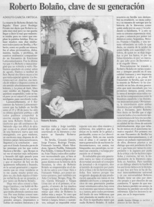 ADOLFO GARCÍA ORTEGA La muerte de Roberto Bolaño ha