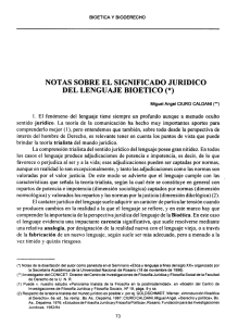 notas sobre el significado juridico del lenguaje bioetico