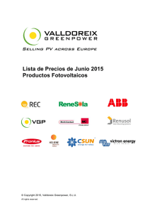 Lista de Precios de Junio 2015 Productos Fotovoltaicos