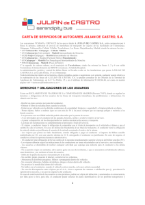 CARTA DE SERVICIOS DE AUTOCARES JULIAN DE CASTRO, S.A.