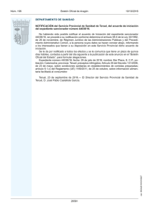 NOTIFICACIÓN del Servicio Provincial de Sanidad de Teruel, del