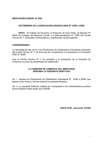 MERCOSUR/CCM/DIR. Nº 9/99 DICTÁMENES DE CLASIFICACIÓN