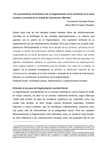 “Un acercamiento al fenómeno de la fragmentación socio territorial