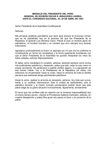 mensaje del presidente del perú, general de división óscar r.