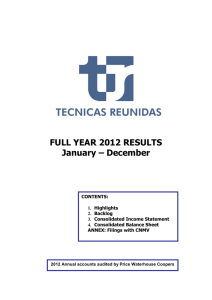 FULL YEAR 2012 RESULTS January – December