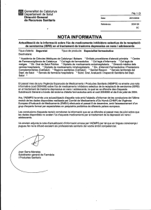 Nota actualització inhibidors serotonina (ISRS)