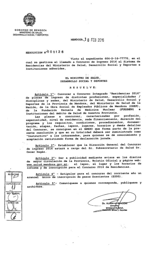 Resolucion E Instructivo De Residencias 2016