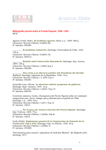 Bibliografía parcial sobre el Frente Popular. 1936