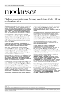 Pikolinos gana posiciones en Europa y pone Oriente Medio y África