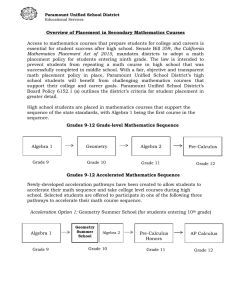 Overview of Placement in Secondary Mathematics Courses Access