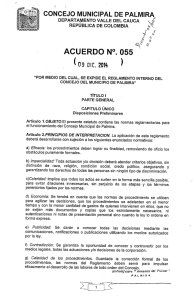 Acuerdo 055 2014 12 09 Expide el Reglamento Interno del Concejo