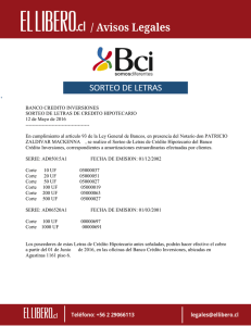 BANCO CREDITO INVERSIONES SORTEO DE LETRAS DE