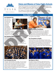 Vision and Mission of Tulsa Public Schools Core Beliefs