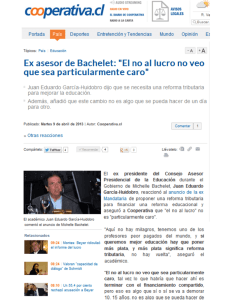 Ex asesor de Bachelet: "El no al lucro no veo que sea