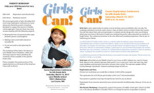 Career Exploration Conference for 6th Grade Girls Saturday, March