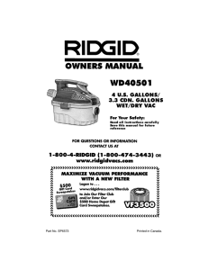 owners manual wd40501 - RIDGID Professional Tools
