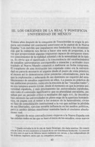 iii. los orígenes de la real y pontificia