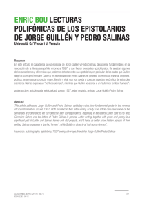 Lecturas polifónicas de los epistolarios de Jorge Guillén y