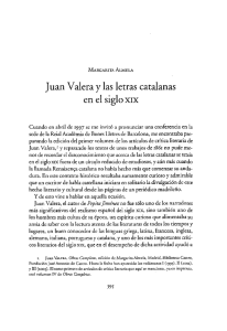 Juan Valera y las letras catalanas en el siglo XIX
