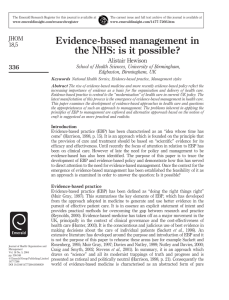 Evidence-based management in the NHS: is it possible?