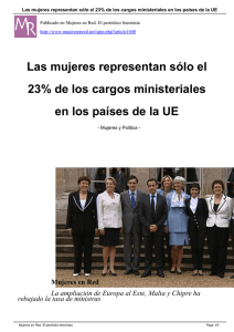 Las mujeres representan sólo el 23% de los cargos ministeriales en