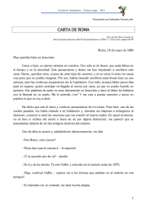 La carta de Don Bosco desde Roma