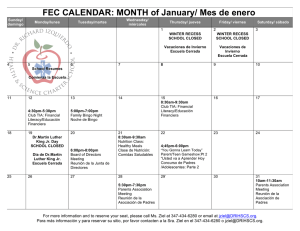 FEC CALENDAR: MONTH of January/ Mes de enero