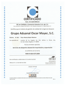 Page 1 CERTIFICADO Núm. OC-OCB