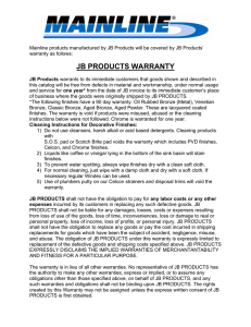 jb products warranty