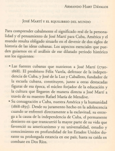 José Martí y El Equilibrio del Mundo, Armando Hart Dávalos