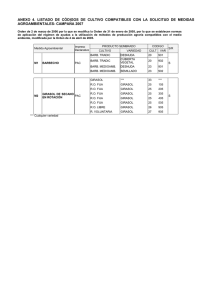 C&oacute;digos de Cultivo Agroambientales 2007