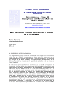Comunicaciones – Grupo 11 Ética aplicada en Internet: estudio de