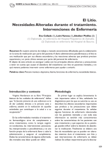 El Litio. Necesidades Alteradas durante el tratamiento - OME-AEN