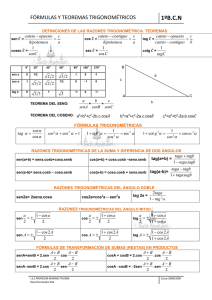 fórmulas de trigonometría