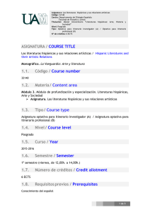 ASIGNATURA / COURSE TITLE 1.1. Código / Course