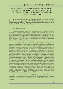Anteproyecto de Ley, de la Generalitat, por la que se regula la