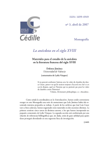 La anécdota en el siglo XVIII - Çédille, revista de estudios franceses